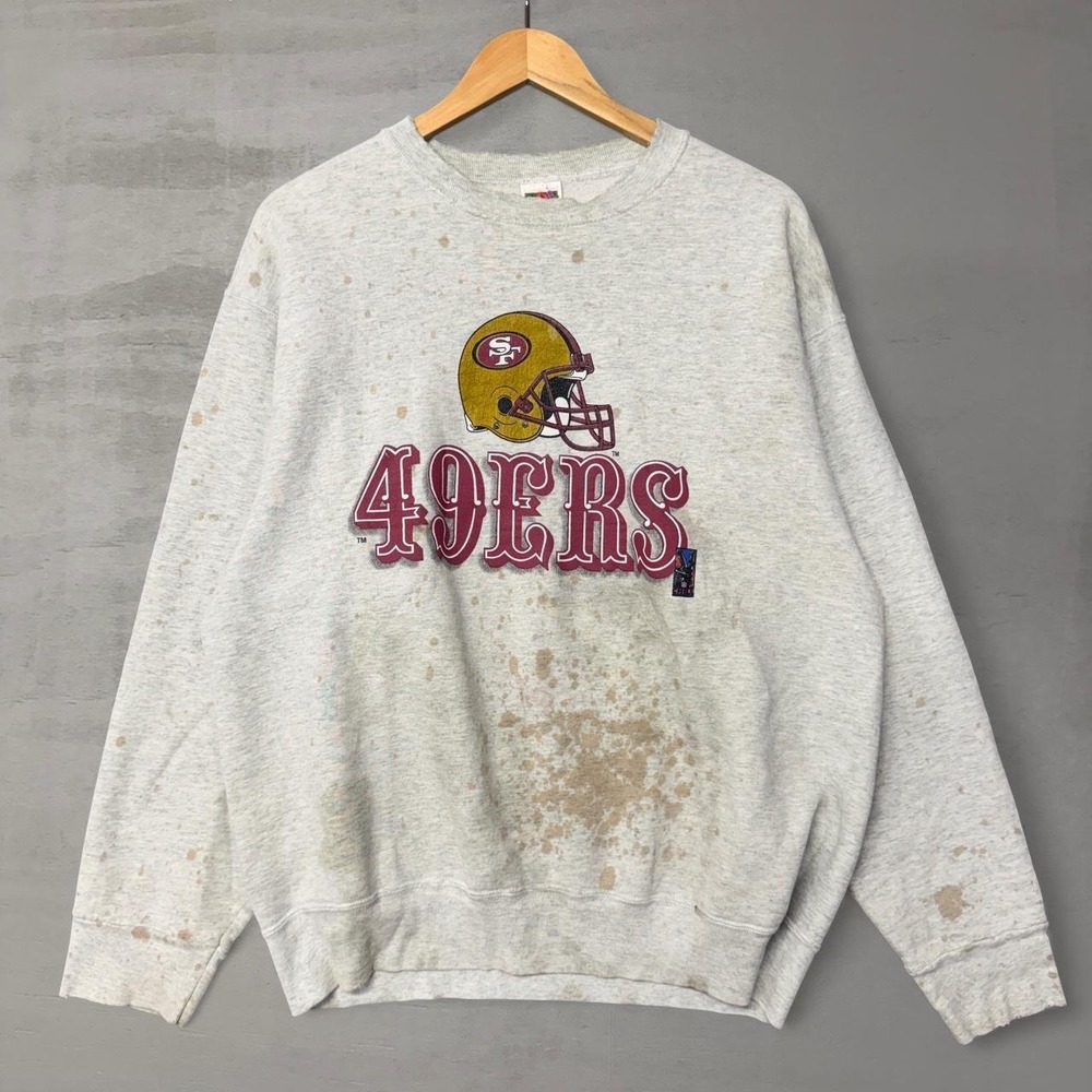 San Francisco 49ers Sweatshirt Grey Vintage Crazy Distressed XL